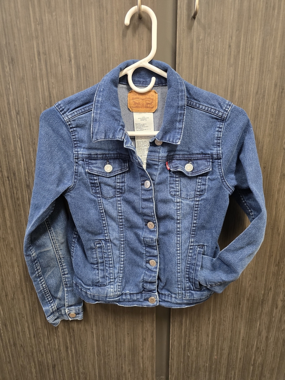Levi's Girls Denim Trucker Jacket Size Large 12-13 Blue Stretch Jean Jacket